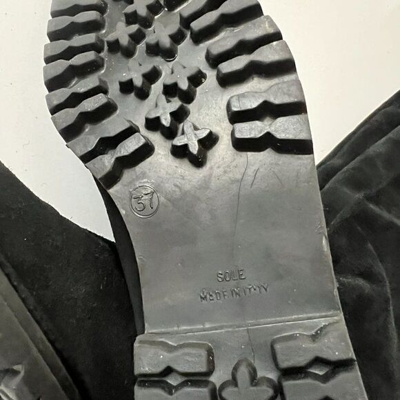 Vintage Aquatalia Made in Italy Black Suede Over The Knee Boots Square Toe Sz 7 - Picture 7 of 8